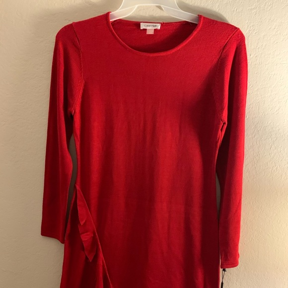 Red Calvin Klien long sleeve sweter dres - Picture 2 of 6